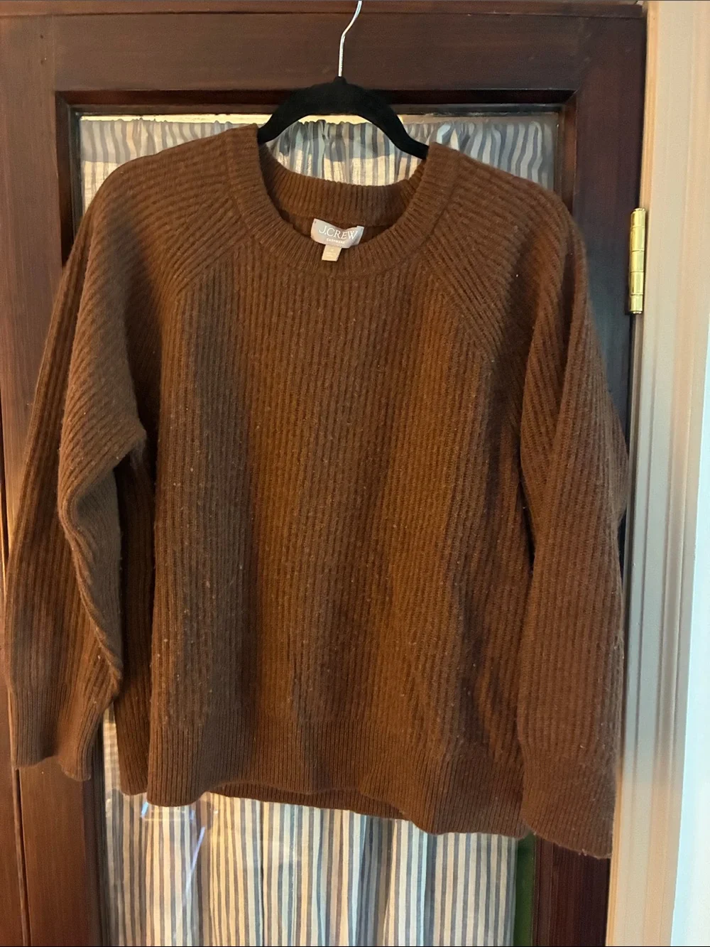 J. Crew Brown Ribbed Cashmere Crewneck Sweater